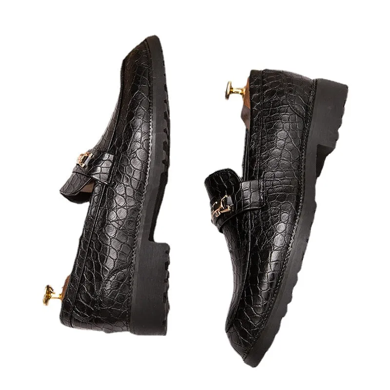 19 autumn new Korean fashion men's casual shoes block men's shoes breathable British business dress leather shoes men