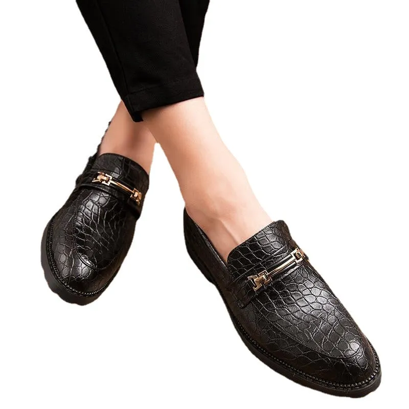19 autumn new Korean fashion men's casual shoes block men's shoes breathable British business dress leather shoes men