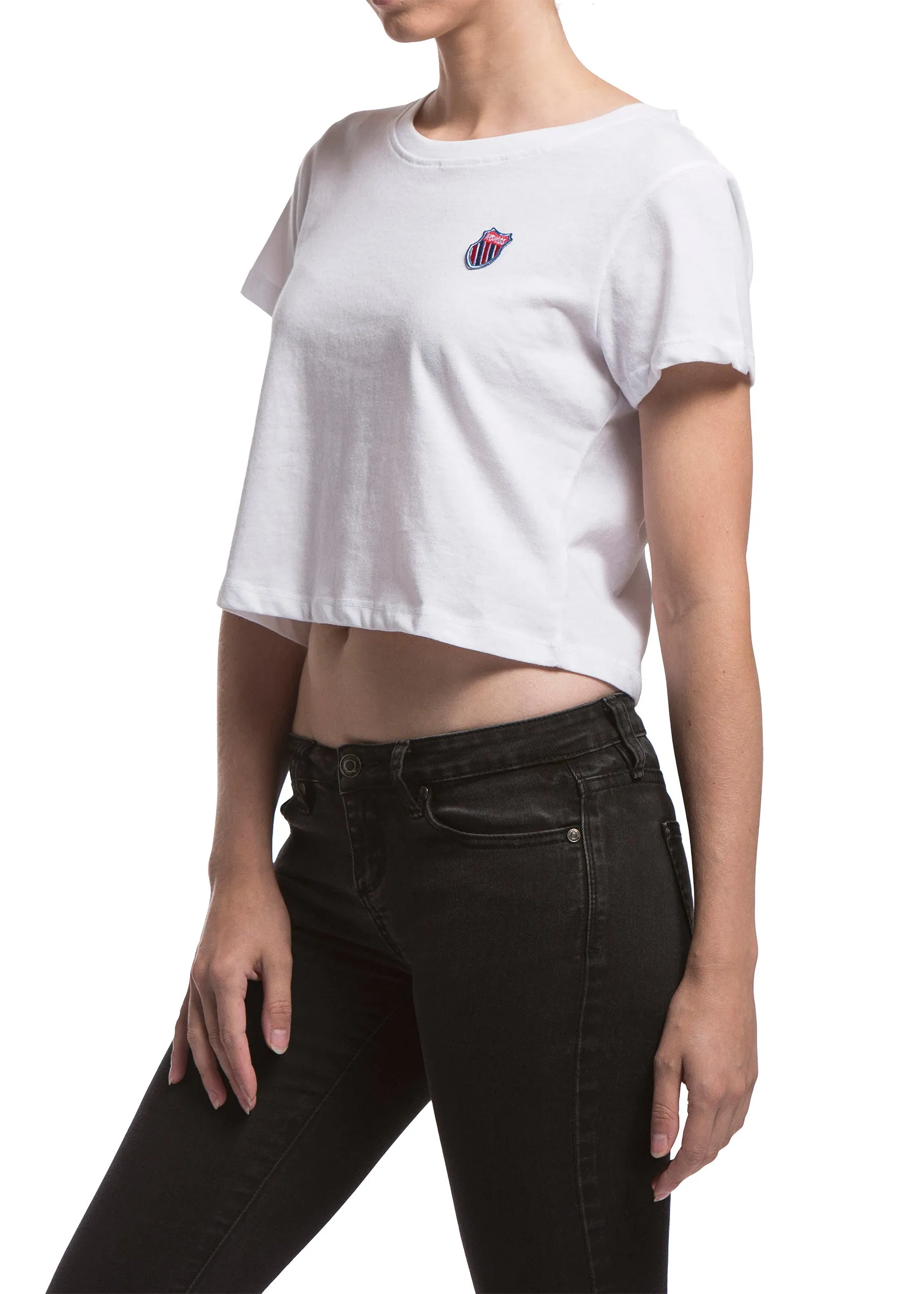 192435-194 | WOMENS TIEBREAKER CROPPED TEE | STARK WHITE