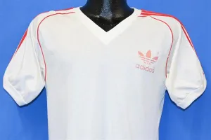 80s Adidas Jersey Trefoil Three Stripe V-neck t-shirt Medium