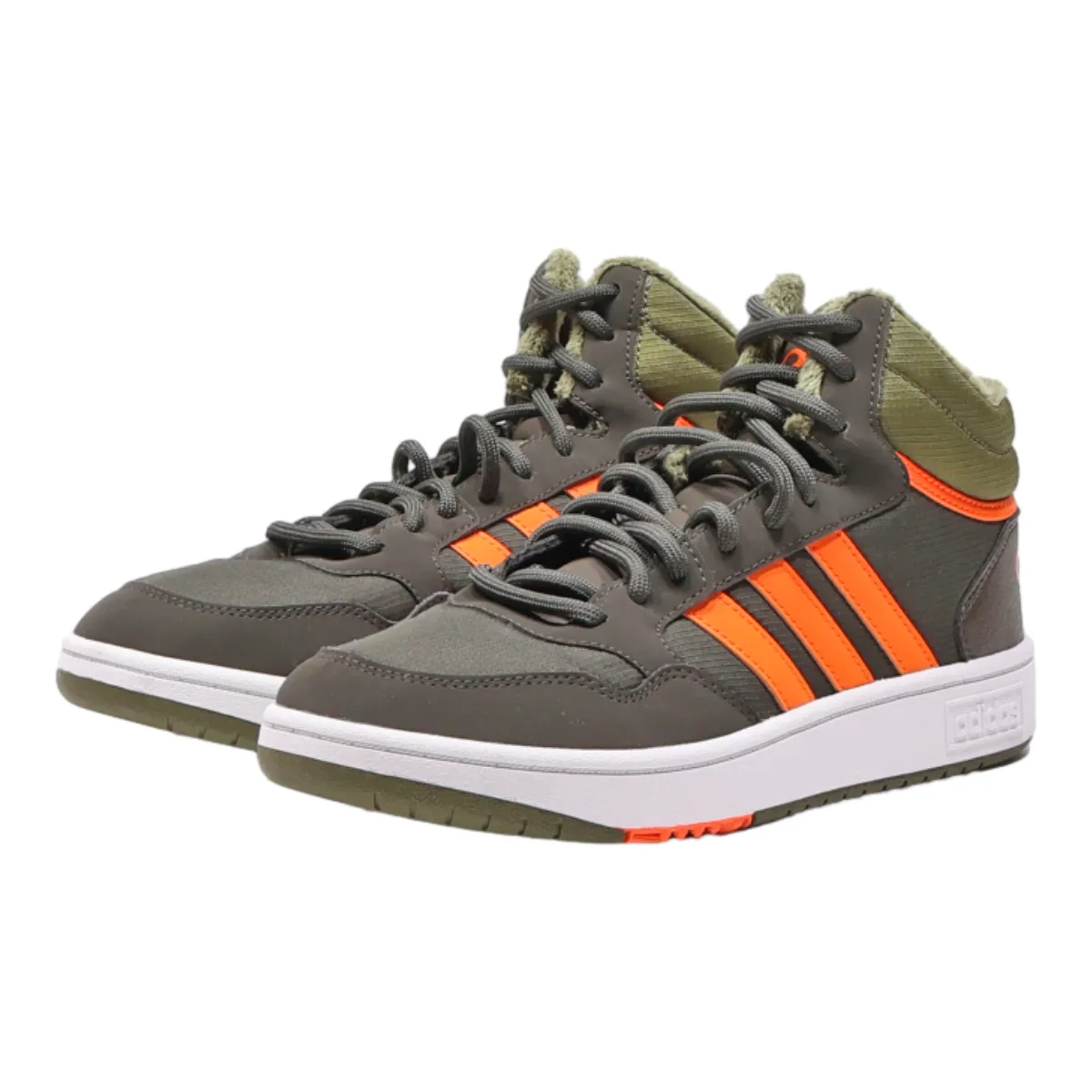 ADIDAS Hoops 3.0 High Top Trainers Grey Leather Boys UK 6.5