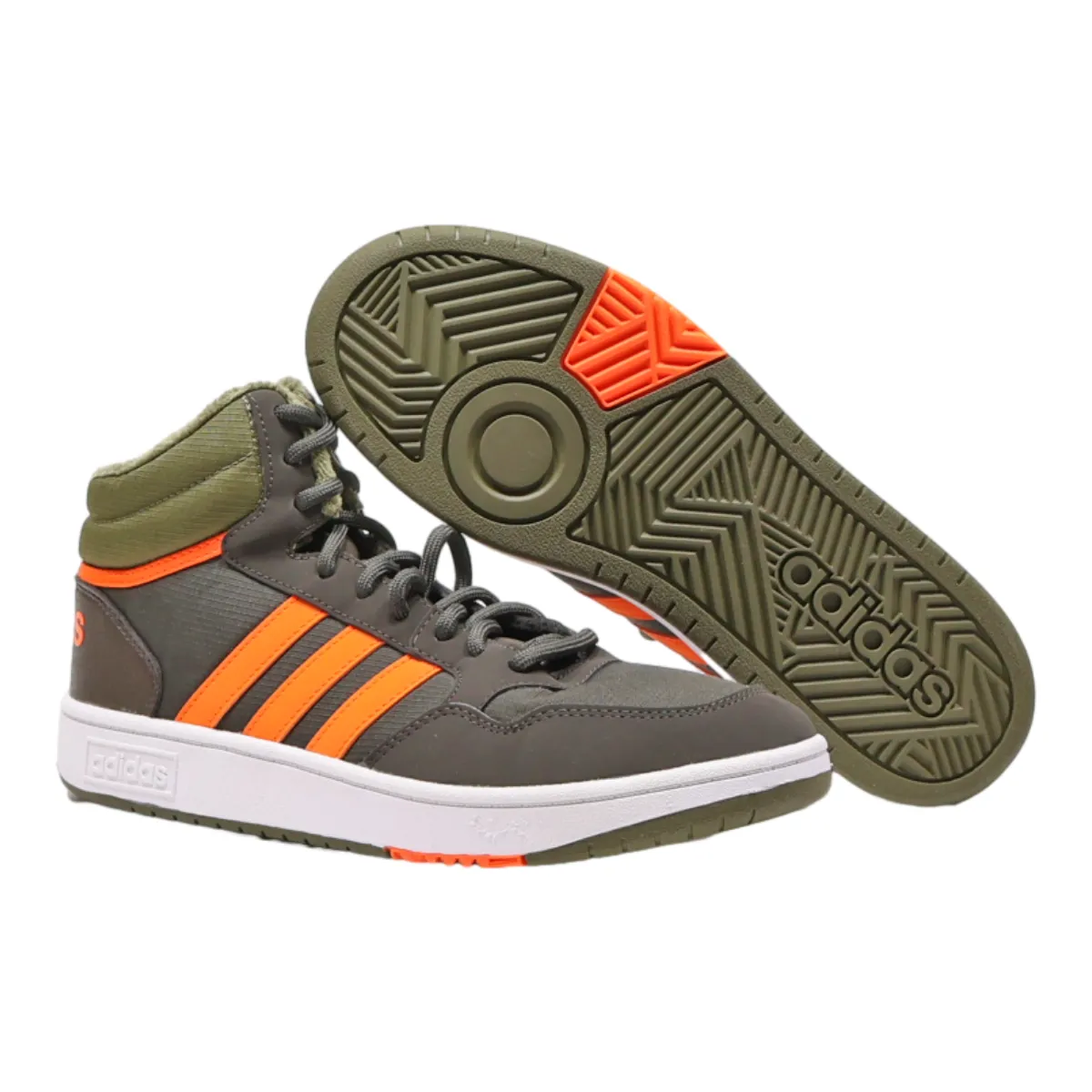 ADIDAS Hoops 3.0 High Top Trainers Grey Leather Boys UK 6.5