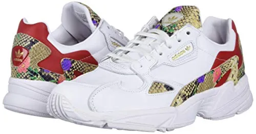 adidas Originals Women's Falcon Sneaker, White/Scarlet/Gold Metallic, 11