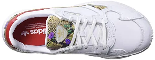 adidas Originals Women's Falcon Sneaker, White/Scarlet/Gold Metallic, 11