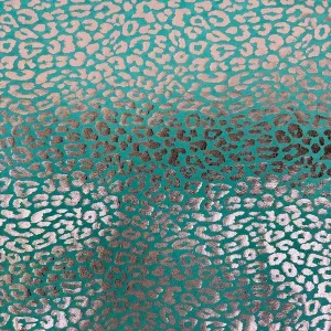 Aqua Blue | Silver Sahara Leopard Foil Print Nylon Spandex Fabric