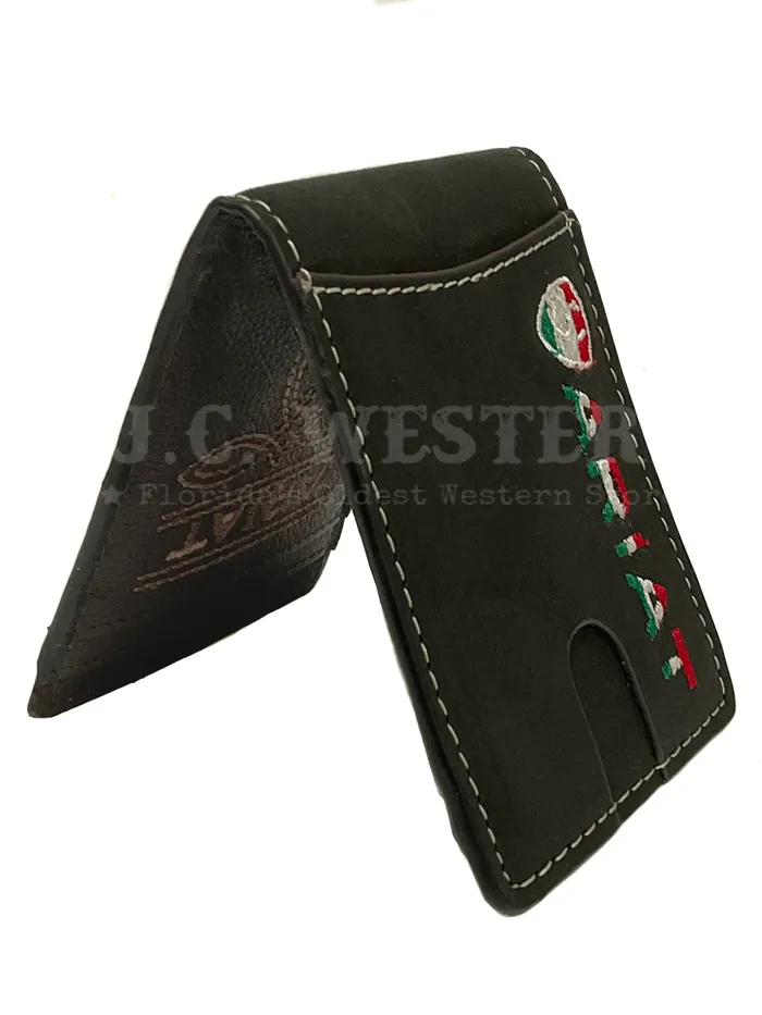 Ariat A3555401 Mens Money Clip Wallet Mexico Flag Black