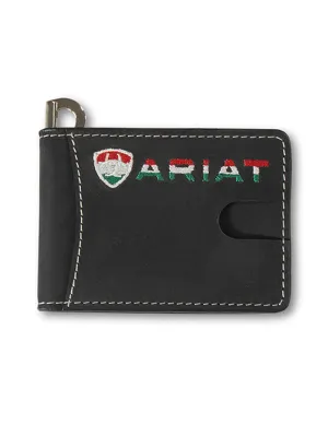 Ariat A3555401 Mens Money Clip Wallet Mexico Flag Black