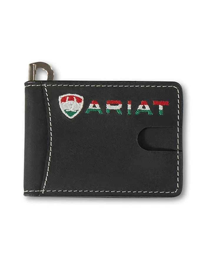 Ariat A3555401 Mens Money Clip Wallet Mexico Flag Black