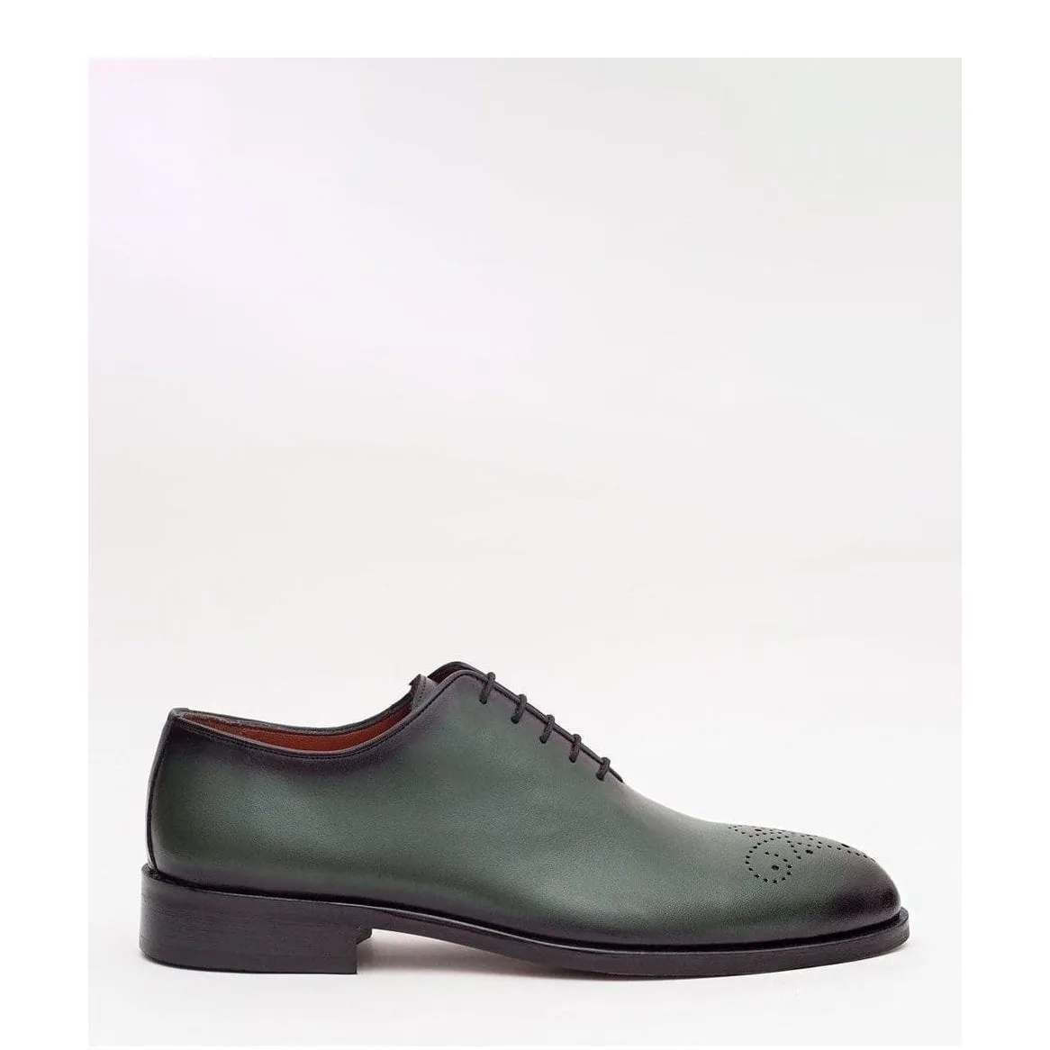 Ariston Boys Solid Green Whole Cut Oxford Leather Dress Shoes