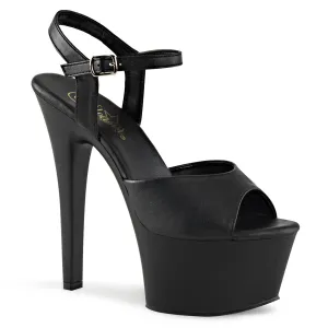 ASPIRE-609 Black Vegan Leather Comfortable 6 Inch Heel Stripper Shoes