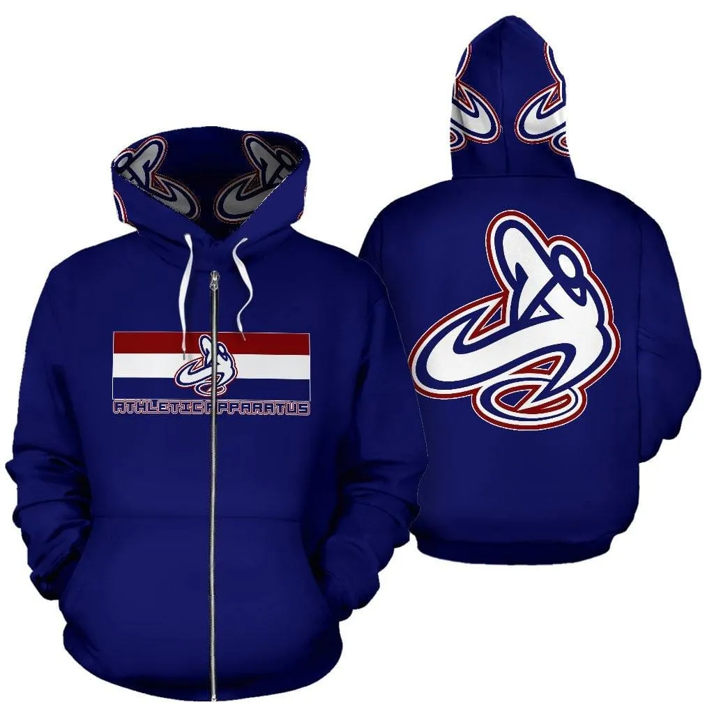 ATHLETIC APPARATUS NAVY 1 UNISEX ZIP UP HOODIES