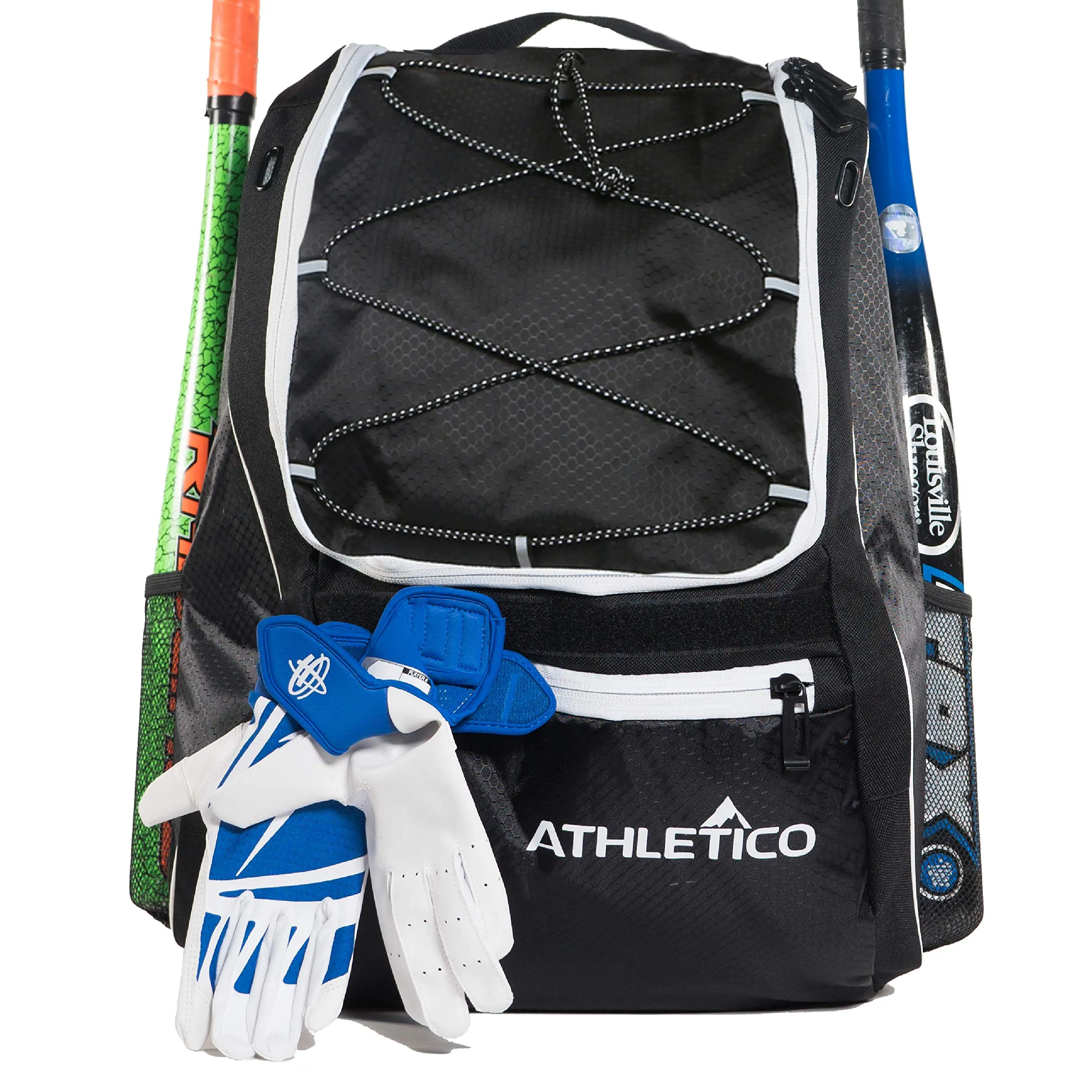 Athletico Baseball Bat Bag - Backpack for Baseball, T-Ball & Softball Equipment & Gear for Youth and Adults | Holds Bat, Helmet, Glove, Shoes | Separate Shoe Compartment, Fence Hook (Black)