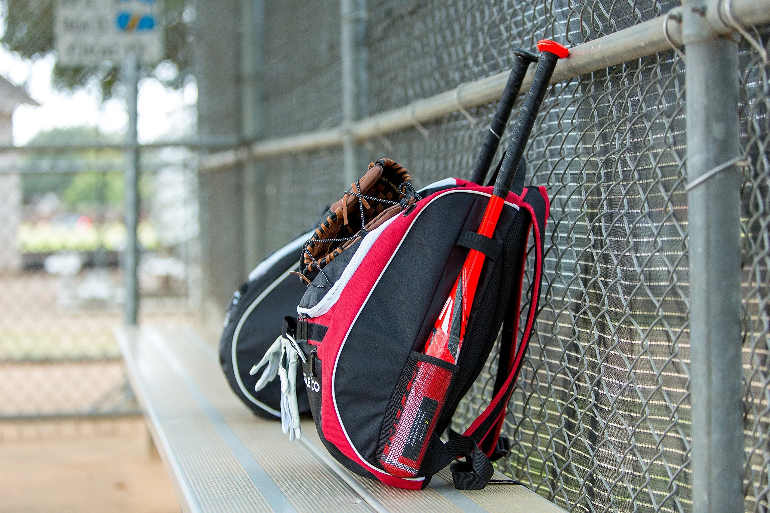 Athletico Baseball Bat Bag - Backpack for Baseball, T-Ball & Softball Equipment & Gear for Youth and Adults | Holds Bat, Helmet, Glove, Shoes | Separate Shoe Compartment, Fence Hook (Black)