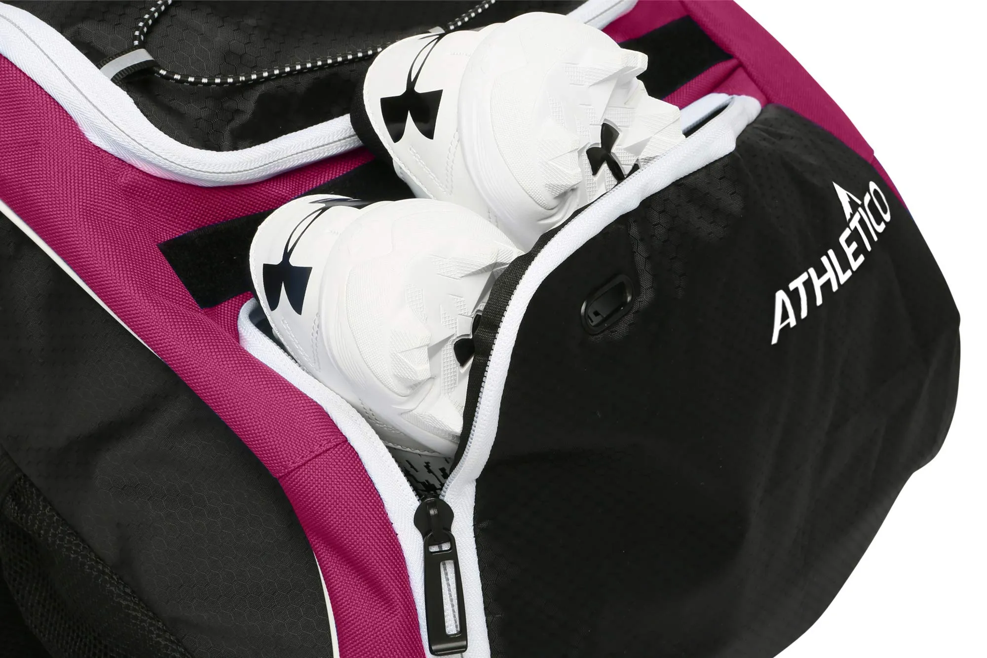 Athletico Baseball Bat Bag - Backpack for Baseball, T-Ball & Softball Equipment & Gear for Youth and Adults | Holds Bat, Helmet, Glove, Shoes |Shoe Compartment & Fence Hook (Maroon)