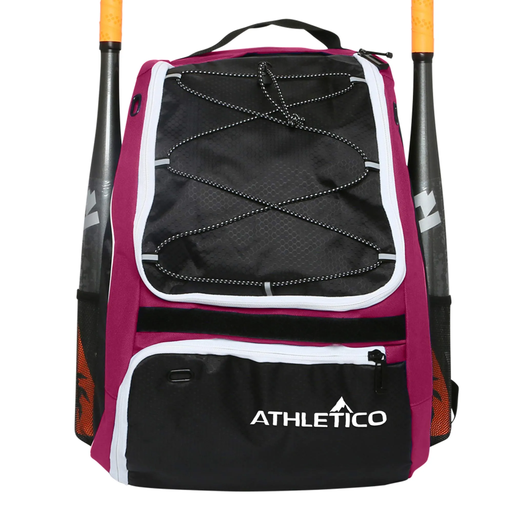 Athletico Baseball Bat Bag - Backpack for Baseball, T-Ball & Softball Equipment & Gear for Youth and Adults | Holds Bat, Helmet, Glove, Shoes |Shoe Compartment & Fence Hook (Maroon)