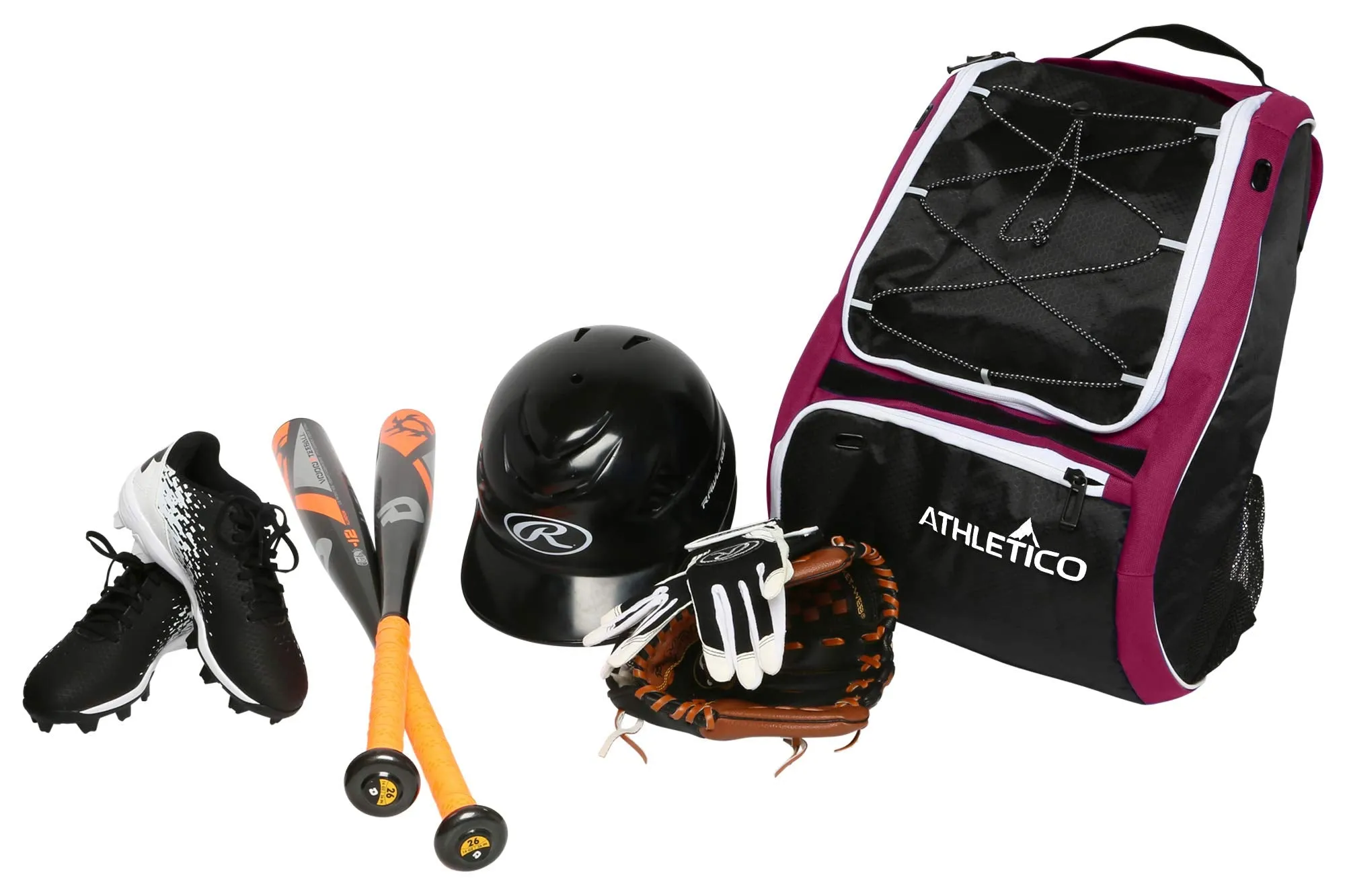 Athletico Baseball Bat Bag - Backpack for Baseball, T-Ball & Softball Equipment & Gear for Youth and Adults | Holds Bat, Helmet, Glove, Shoes |Shoe Compartment & Fence Hook (Maroon)