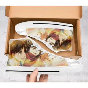 Attack On Titan Eren Mikasa Armin Shoes High Top Sneakers for Kids and Adults