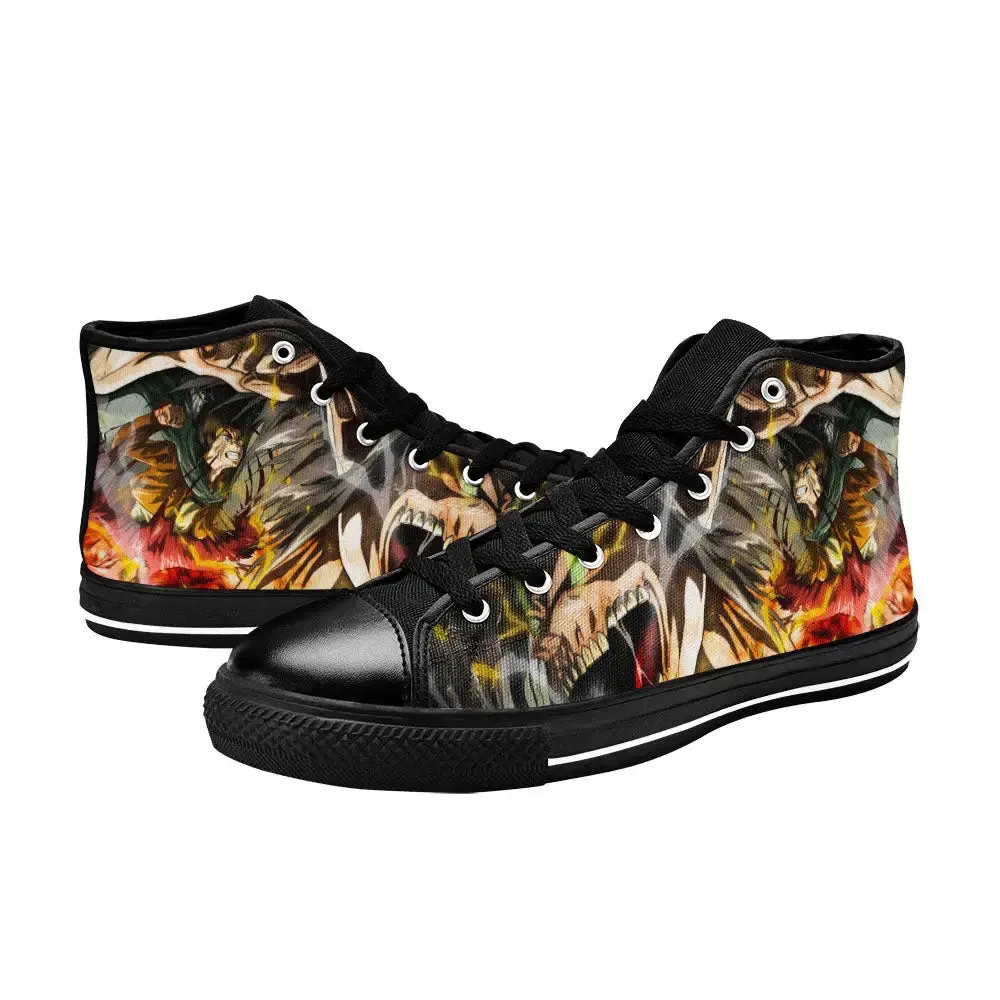 Attack on Titan Eren Yeager Shoes High Tops Sneakers for Kids and Adults