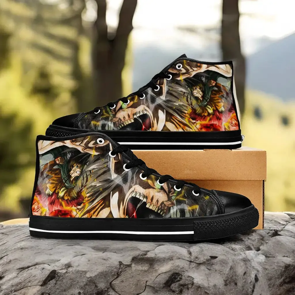 Attack on Titan Eren Yeager Shoes High Tops Sneakers for Kids and Adults