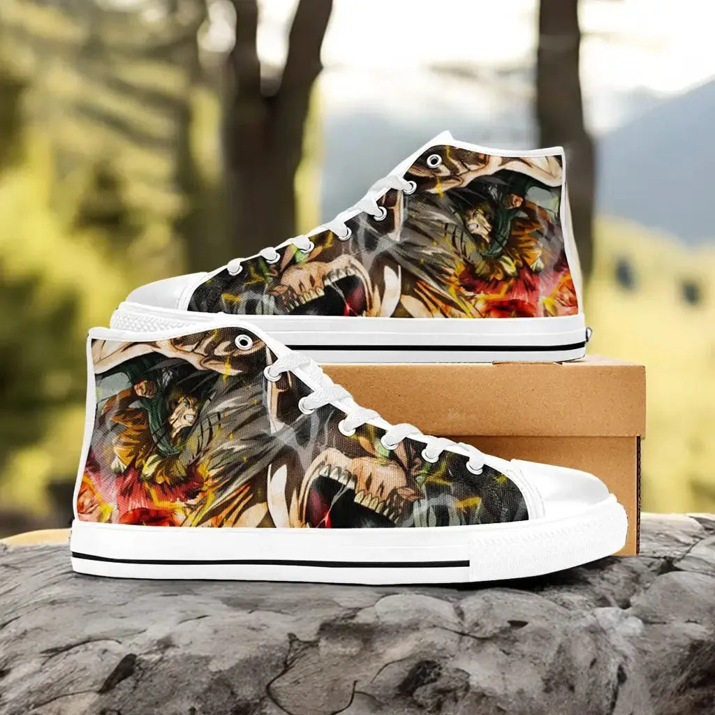 Attack on Titan Eren Yeager Shoes High Tops Sneakers for Kids and Adults