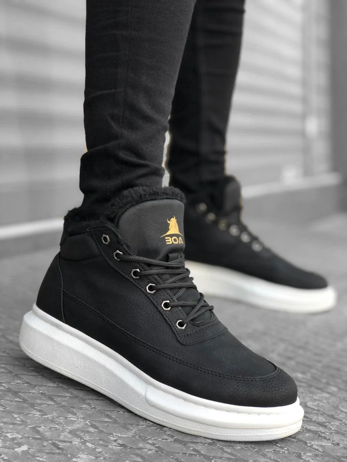 BA0151 Shearling Lace-up Men's Style Sports Boots