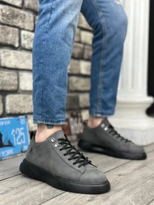 BA0331 Lace-Up Men's High Sole Smoked Skin Sports Shoes