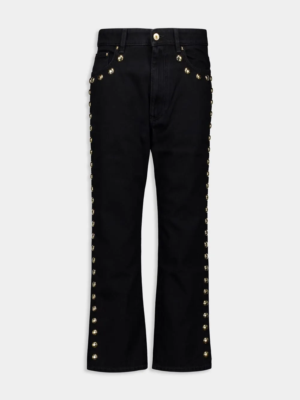 Black Boyfriend Jeans with Gold Studs