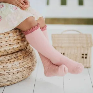 Blush   Mauve Lace Top Knee Highs