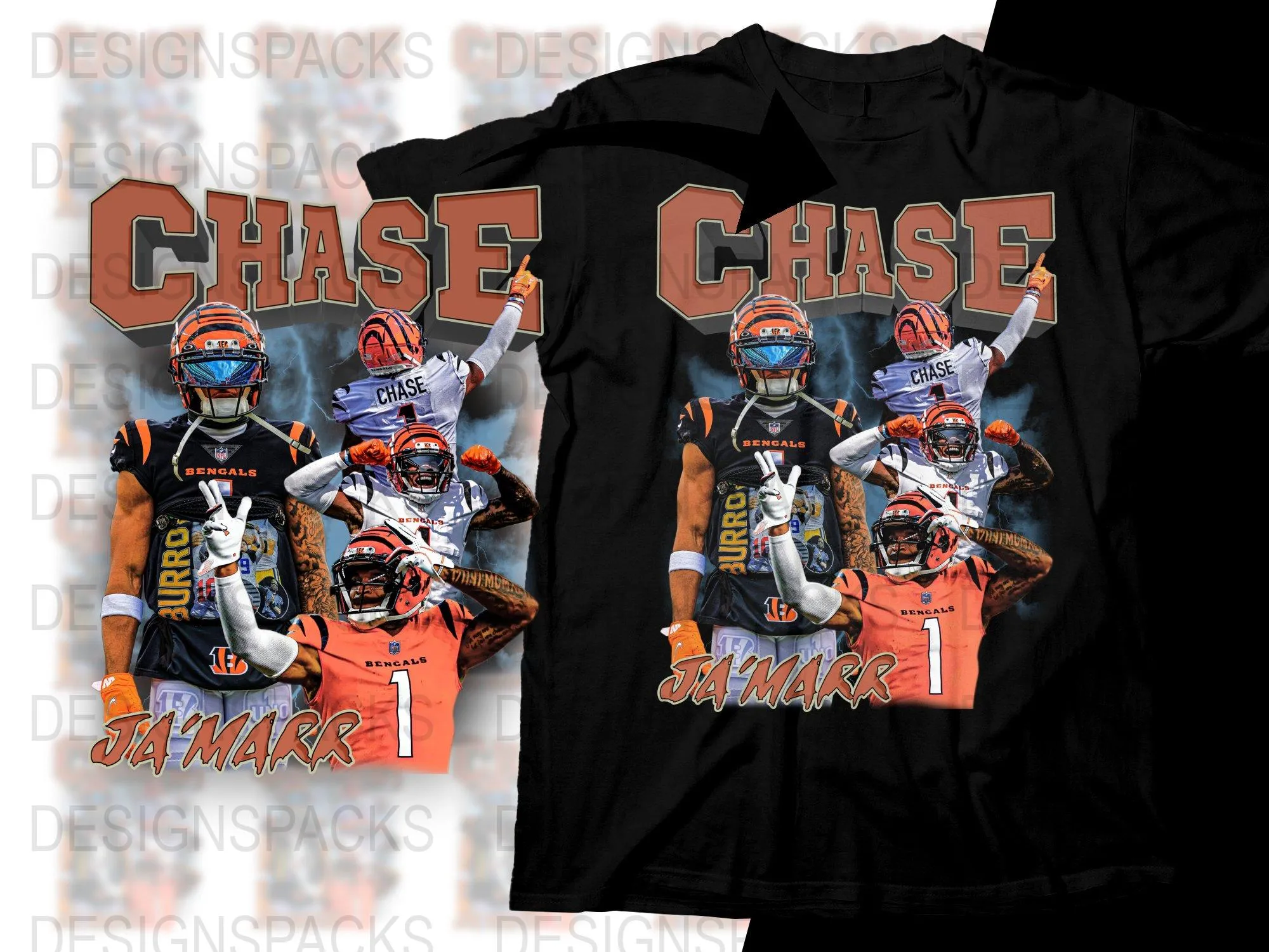 Bold Athletic Chase Ja'Marr Bengals #1 Fan Png Digital Download