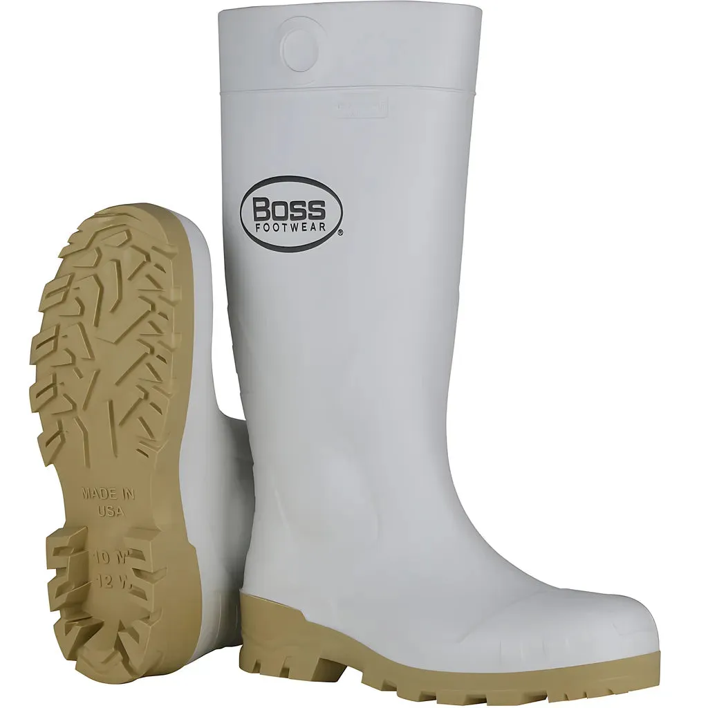 Boss 382-910/8 16" White PVC Steel Toe Boot
