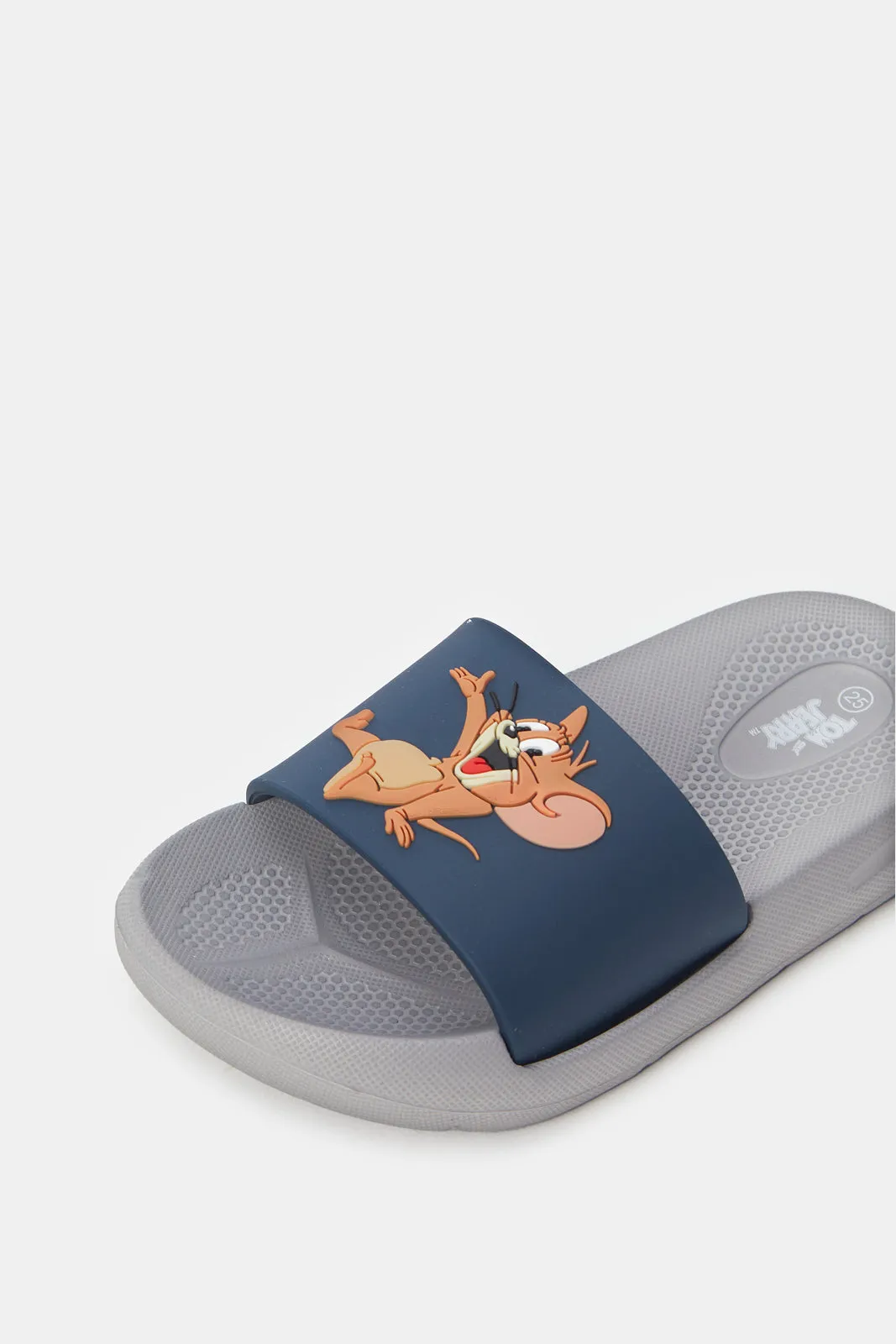 Boys Navy Tom & Jerry Embossed Slide