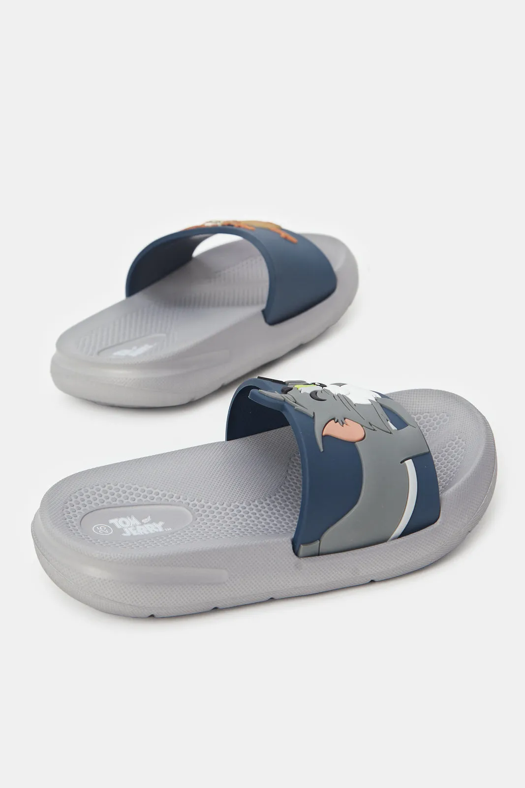 Boys Navy Tom & Jerry Embossed Slide