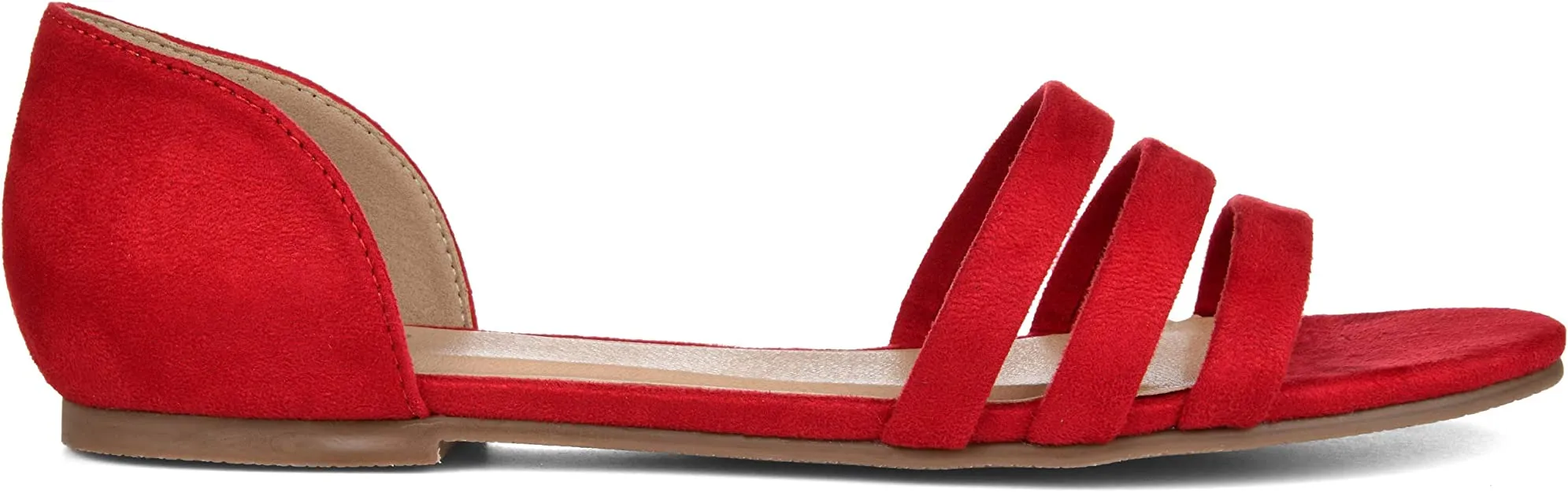 Brinley Co. Womens Open-Toe Ankle Cuff Flat  Color Red Size 8.5M