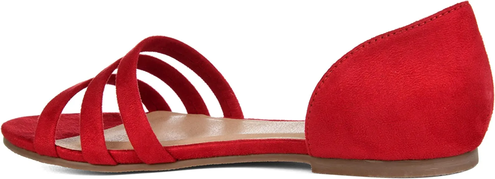 Brinley Co. Womens Open-Toe Ankle Cuff Flat  Color Red Size 8.5M
