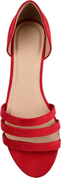 Brinley Co. Womens Open-Toe Ankle Cuff Flat  Color Red Size 8.5M