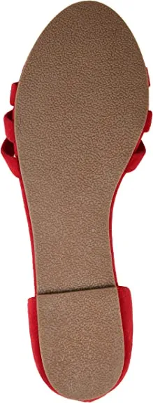 Brinley Co. Womens Open-Toe Ankle Cuff Flat  Color Red Size 8.5M