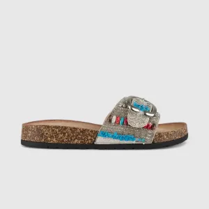 Bulbul Flat Bling Sandal White LU013