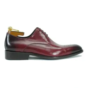 Carrucci Boys Burgundy Lace Up Oxford Leather Dress Shoes