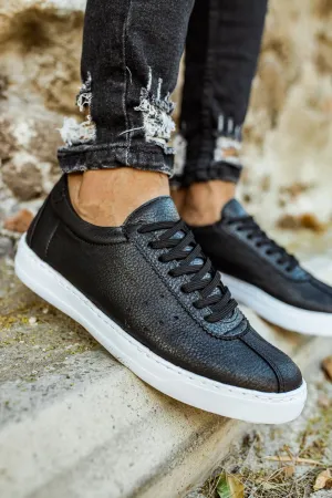 CH063 Men's Black-White Sole Lace-up Casual Sneaker Sports Shoes