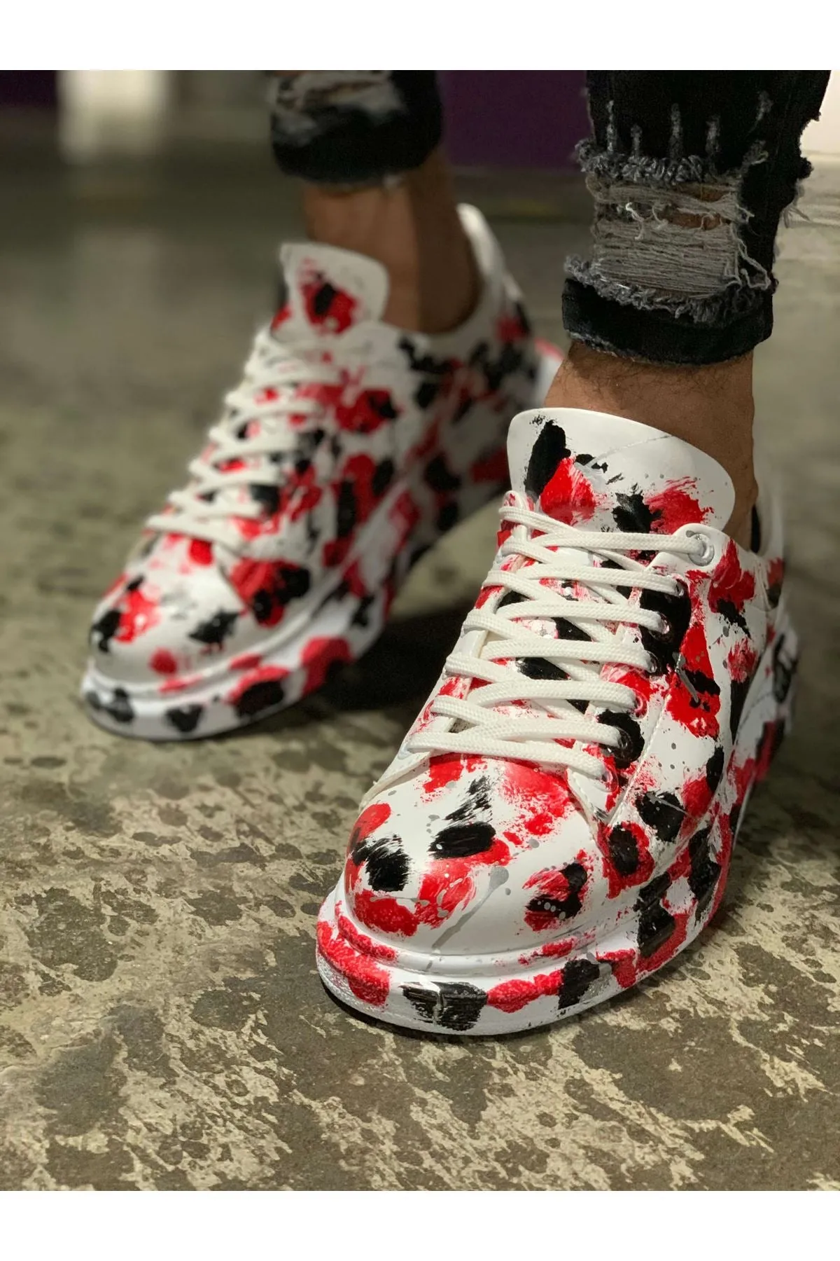 CH254 Men's Unisex White-Multi Color Casual Sneaker Sports Shoes