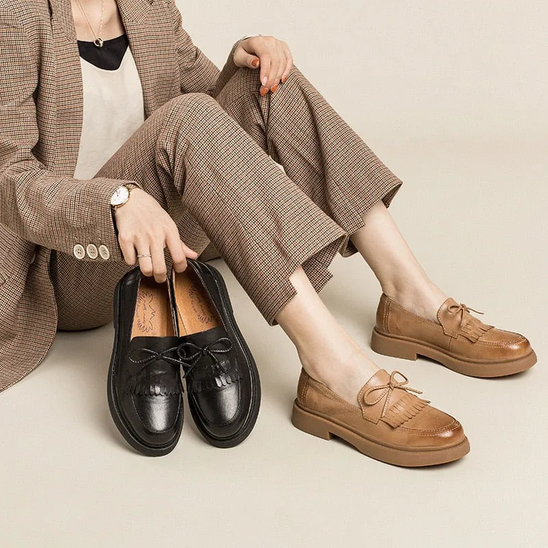 Classic Vintage Slip-on Loafer Shoes for Women