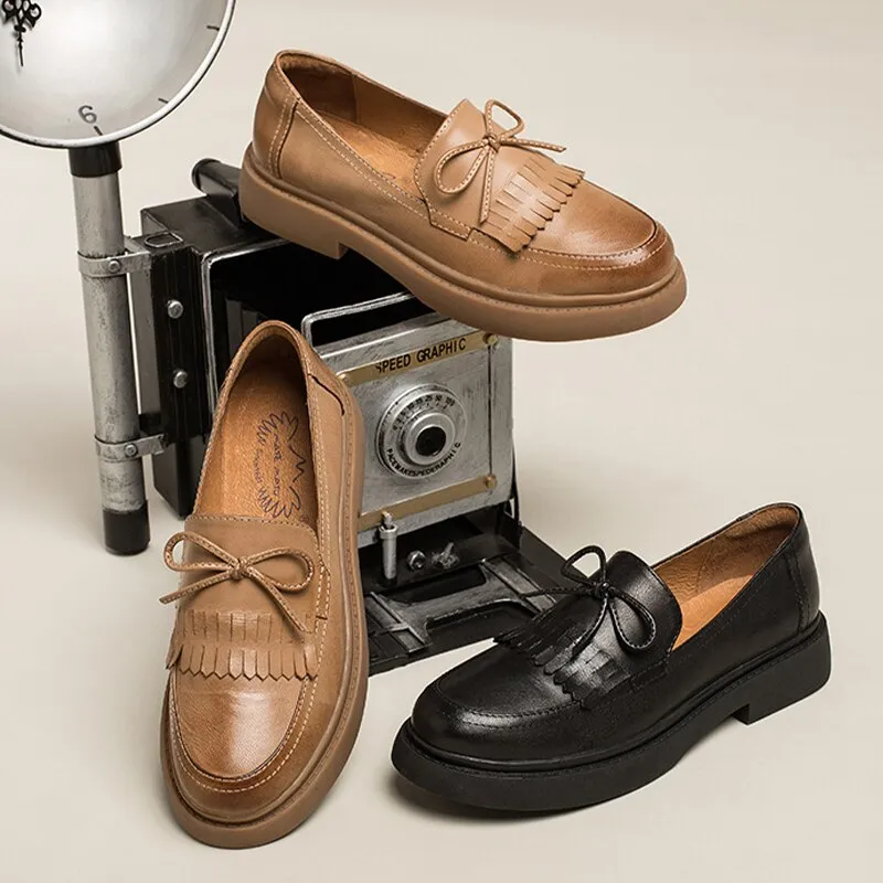 Classic Vintage Slip-on Loafer Shoes for Women