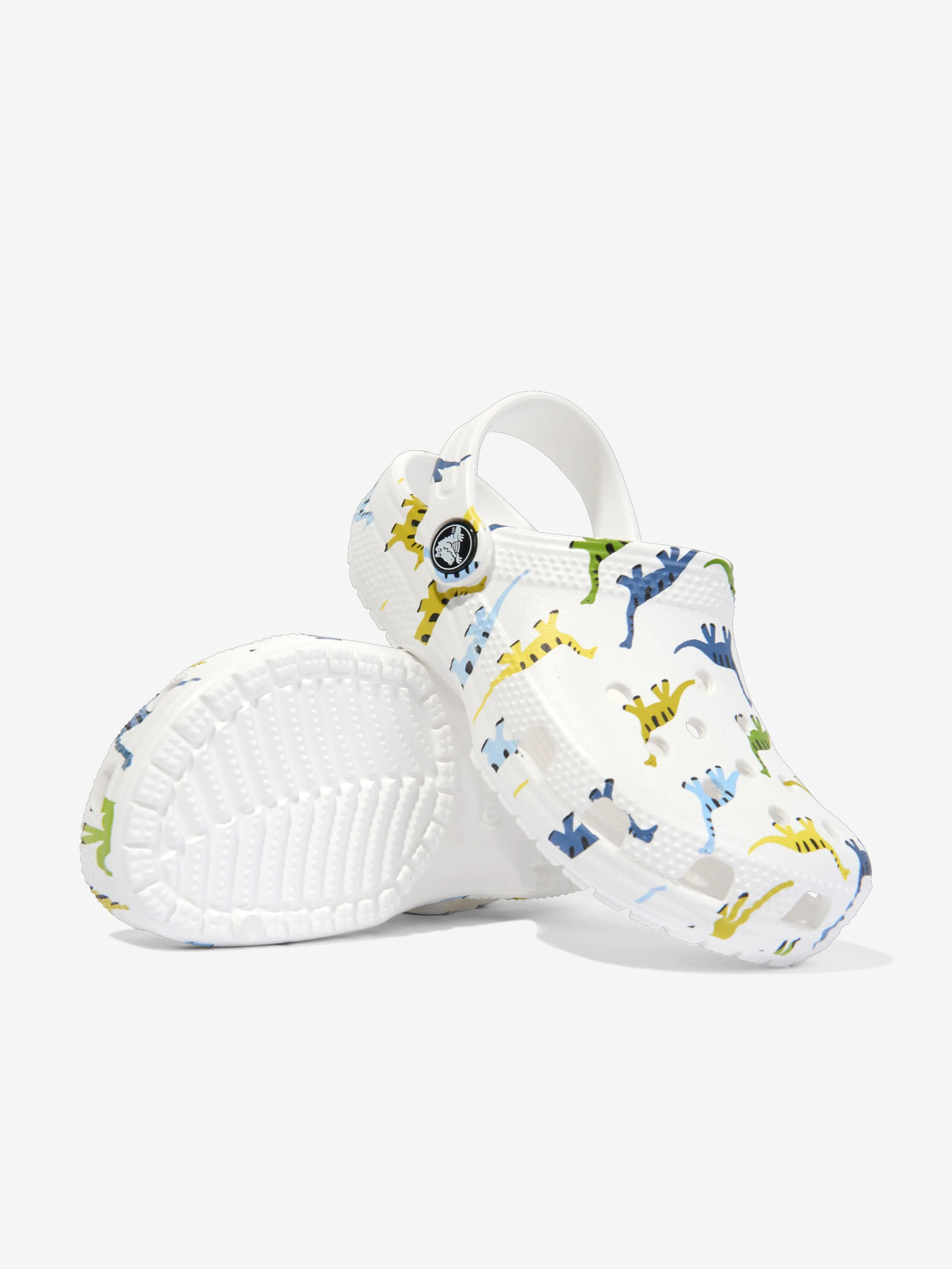 Crocs Boys Classic Character Dino Print Clog in White