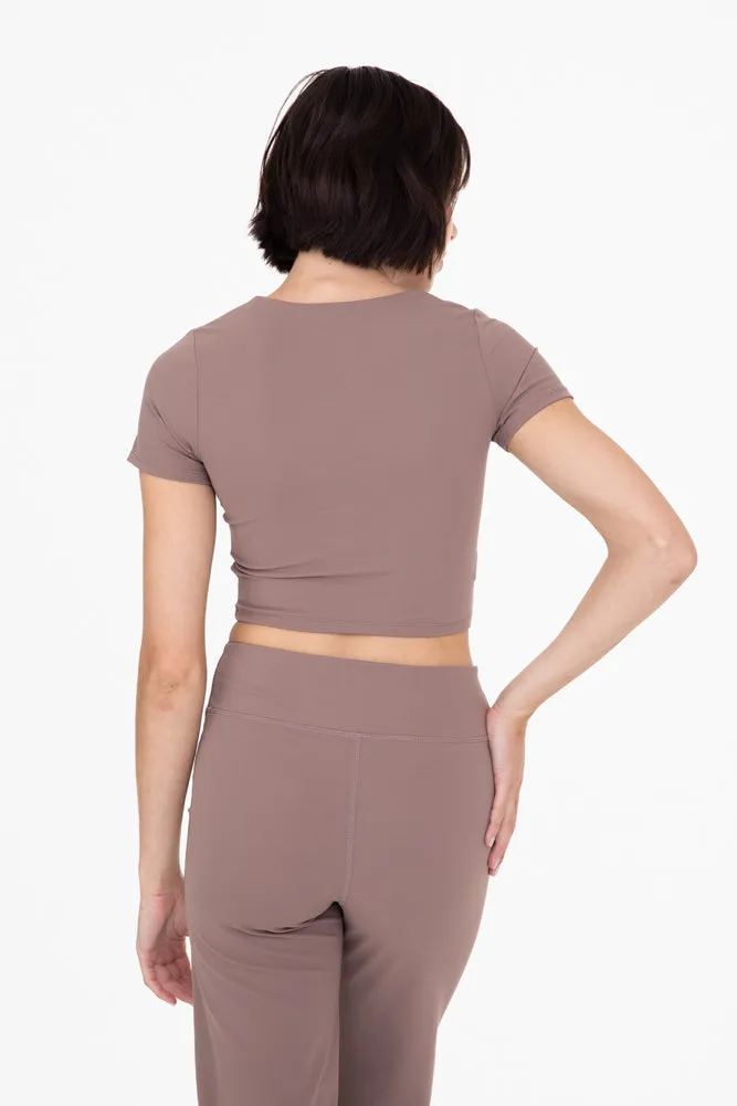 Cropped Tee in Deep Taupe by Mono B