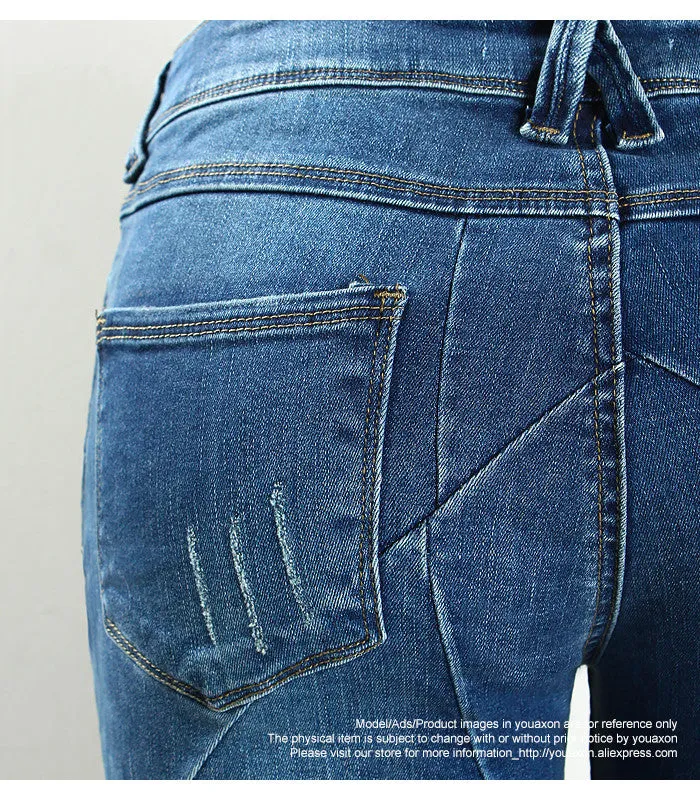 Cross Line Patchwork Low Waist Stretchy Skinny Pants