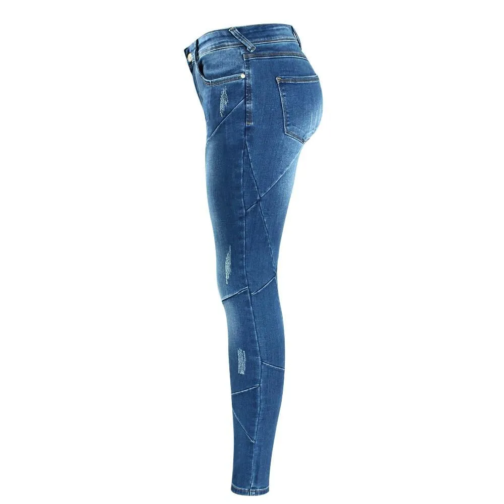 Cross Line Patchwork Low Waist Stretchy Skinny Pants