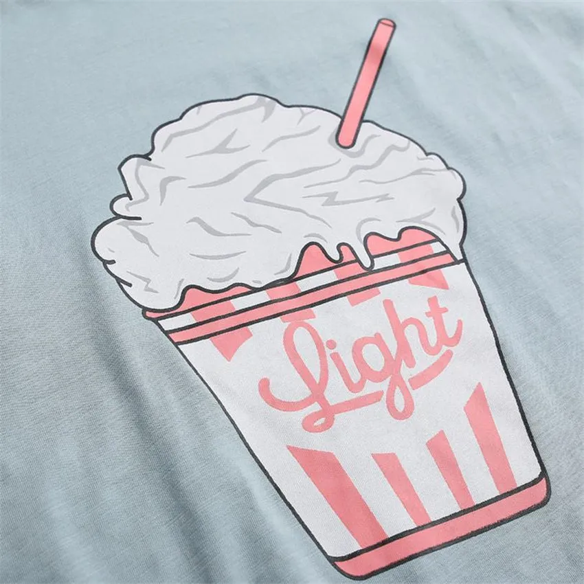 Cute Ice Cream Printed Crop Top Shirt