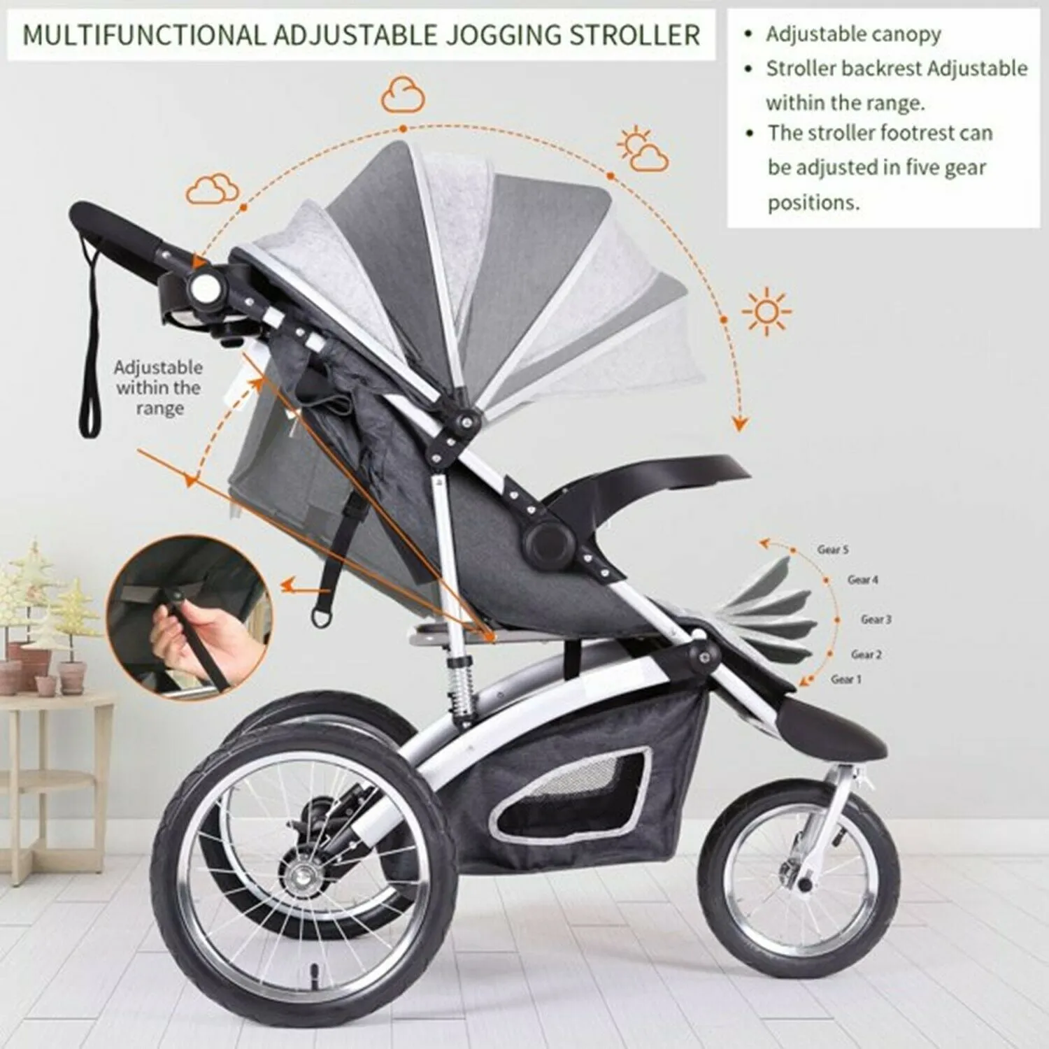 Cynebaby Baby Jogging Stroller 3 Wheel Compact Light Weight Stroller Infant Kids