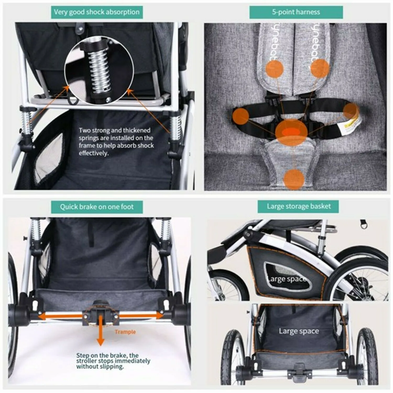 Cynebaby Baby Jogging Stroller 3 Wheel Compact Light Weight Stroller Infant Kids