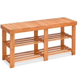 Entryway Bamboo Shoe Storage Rack Bench